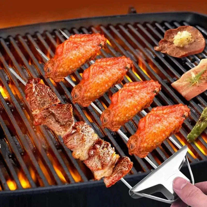 GrillFork™ - Roestvrijstalen grillvork met automatische schuif