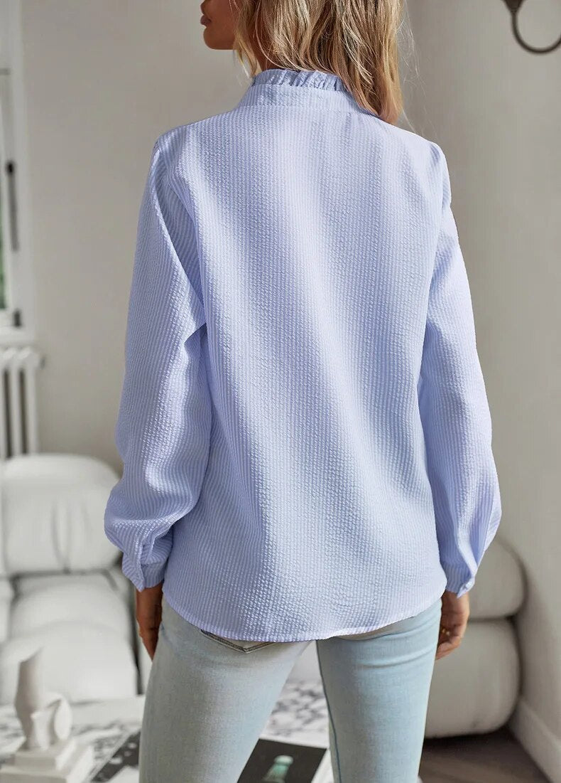 Liesbeth™ | Ontworpen elegante lange mouwen blouse met manchetkraag